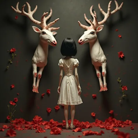 The stop-motion animated puppet inspired the movie Caroline by Laika. Depicts a short black hair girl stop-motion animated puppe...