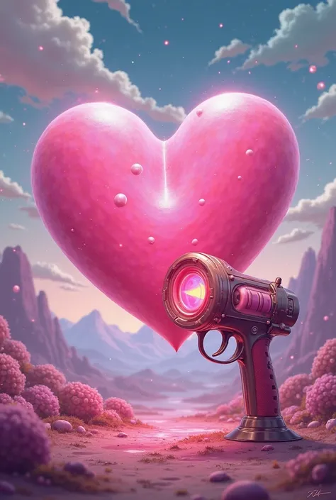 Let the heart in the back be pink and add one Rick and Morty portal gun.