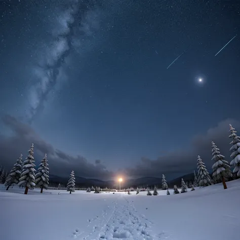 The stars disappeared from the sky. Everything was dark and no one could see the path in the snow