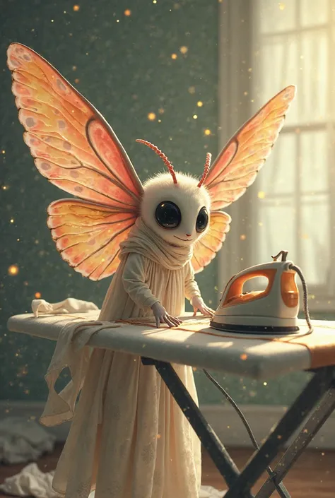 Anime Style , Moth that strips naked and then irons its wings on the ironing board
