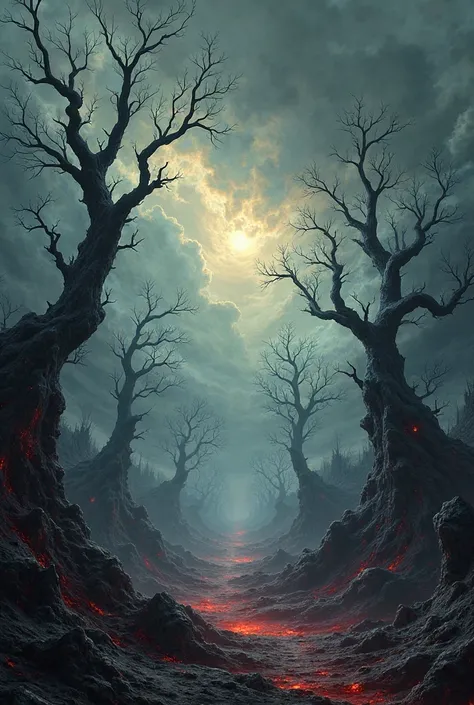 Make several images of scary landscapes