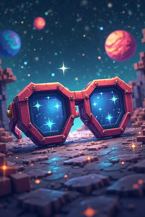 Pixel ART (minecraft-style glasses) from Space and Astronomy-themed Addon for Minecraft Bedrock Edition with name "Astralis Addo...