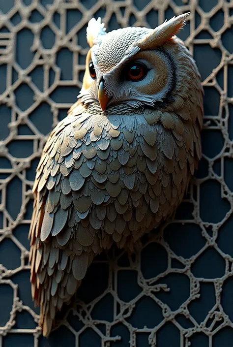 You can create an Escher-style tessellation with a 4-pointed star grid that looks like an owl