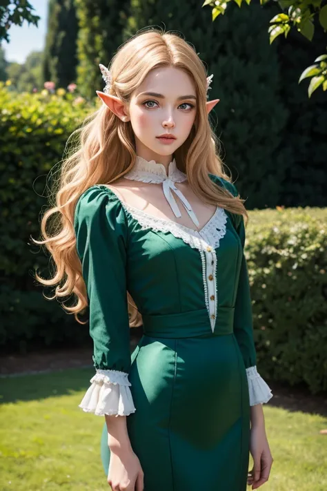 (obra-prima), Best Quality, expressive eyes, perfect face, A young and delicate elf standing looking at the spectator, she is in...