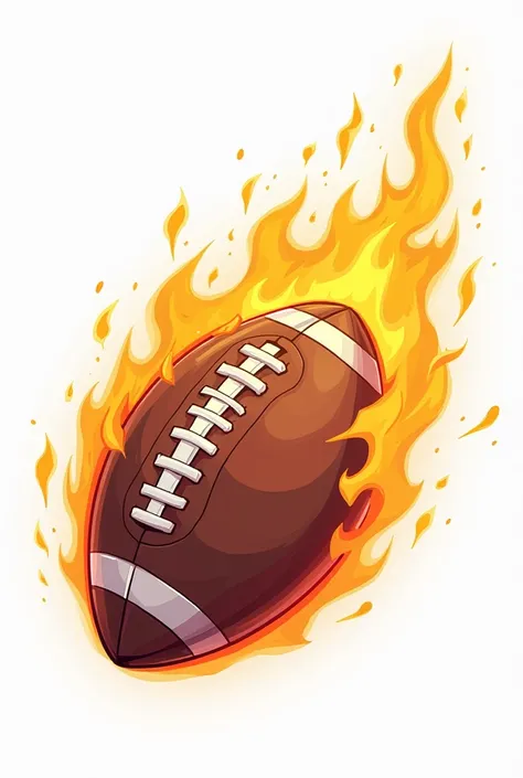 "A cartoon-style American football surrounded by vibrant flames, giving the impression of high speed and intensity. The flames a...