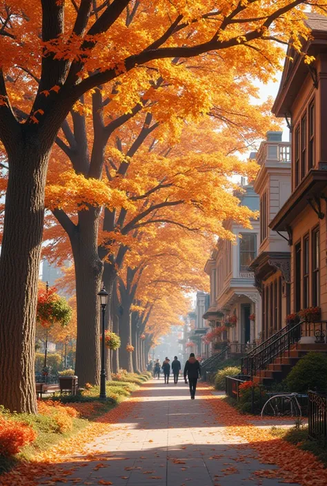 View Street on autumn season realristic