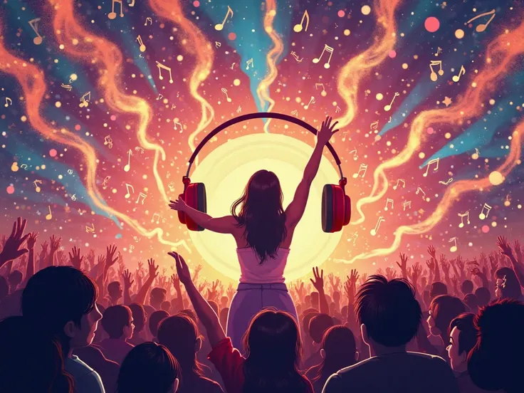 Please make me background image of music theme with notes,lyrics,tai nghe,spectators,vietnamese singer