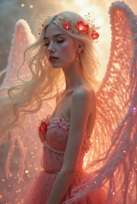 The imaginary being of the Goddess of Love with the appearance of a supernatural being with the fusion of heart and love