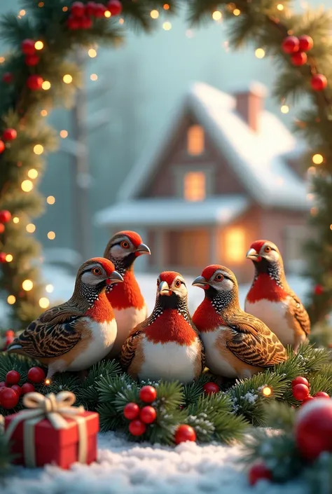 Create a Christmas image for the profile of a WhatsApp group called "The Quails " the image must be cheerful , Festive , beaut...