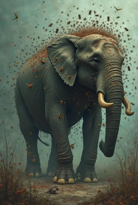 Bee sting causes insects to crawl out of the elephant's entire body