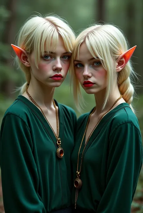 I want as realistic a full-body image as possible of beautiful and beautiful vampire twins, they are a beautiful boy and a beaut...