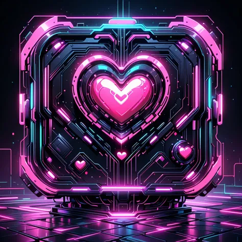 Please create a character-like symbol logo using a tomato and a heart. We want a mix of retro elements (pixel and neon style) an...