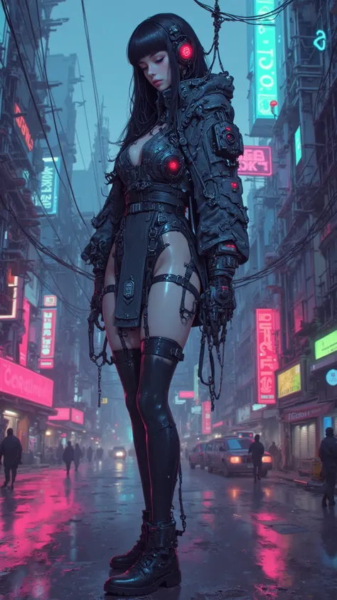 masterpiece, New sea style ,
pinkretroanime, Vintage Art ,
Cyberpunk風格、Cyberpunk、sci-fi、 High Tech、Futuristic Technology、neon li...