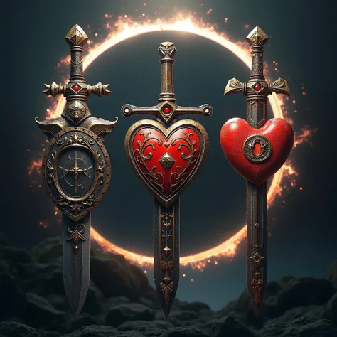 3 signs for a trading card game design, 3 logos, 3 signs for HealthPoints ,Atack, Defence, HP, ATK, DEF, similarity, Eclipse the...