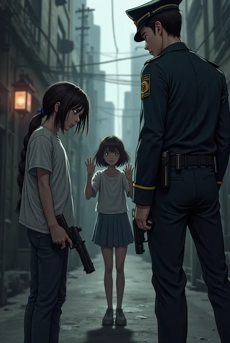 a boy with a gun and a girl named Arina and a police officer