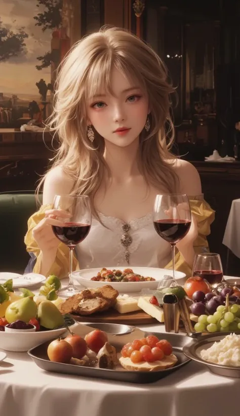masterpiece, best quality, super res, perfect anatomy, absurd, dreamy、female, detailed face、best restaurant buffets、Fine dining ...