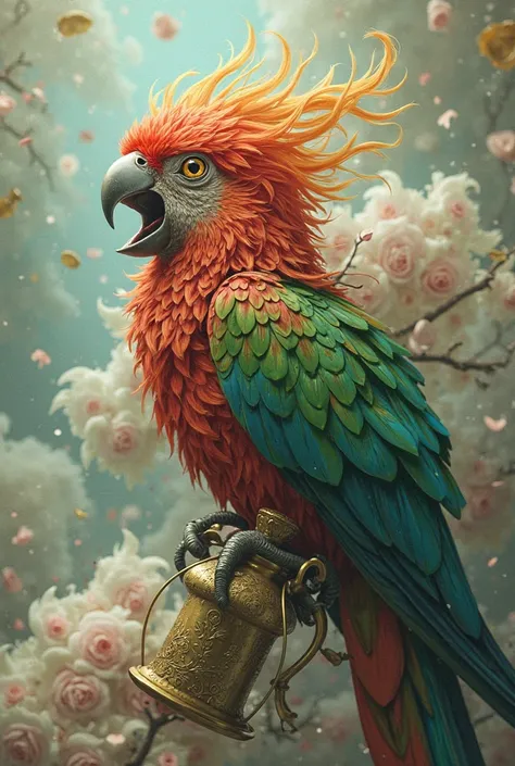 A parrot crossed with an object