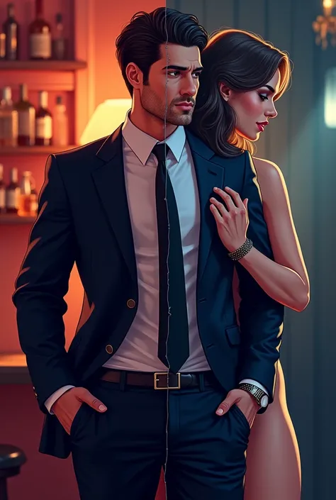 Title:** "Techniques to satisfy a perverted virgin"
**Visual concept:**
The cover shows a design divided diagonally. La mitad s...