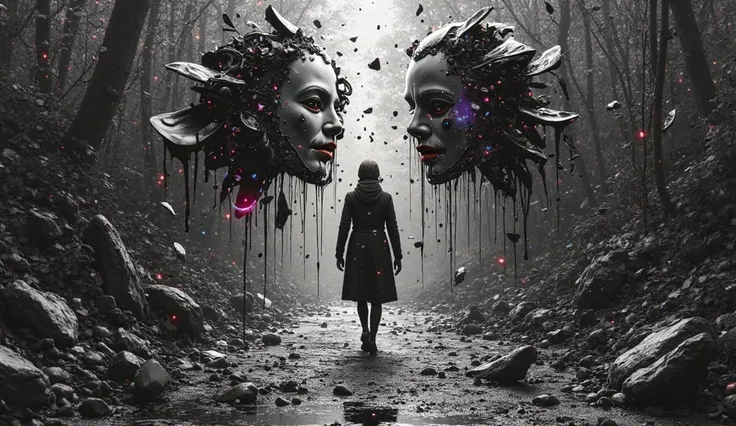 Each mirror shard transforms into a symbolic vignette:
Compromises: A handshake morphing into chains.
Lies: A melting mask dri...