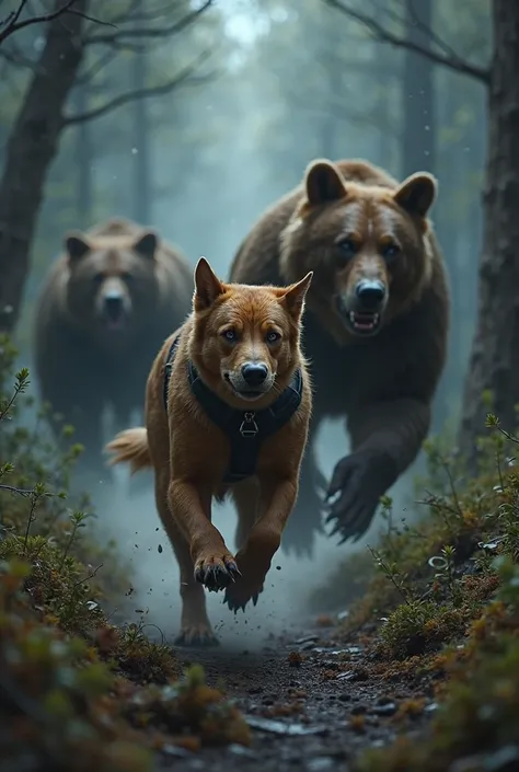 An emergency dog runs away from 10 mutating bears