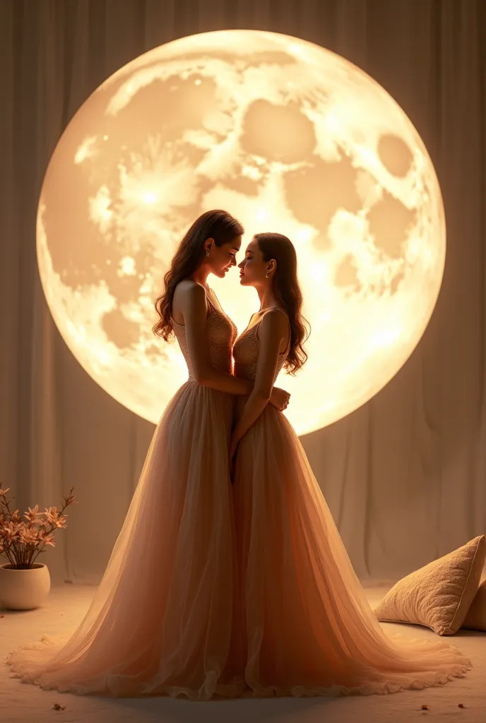 created beautiful couple matching dress with big moon modern light