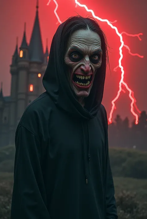 001 face a wille bayers et derrière il y a a Chateau et des éclairs rouge avec le flagileur mental de stranger tings