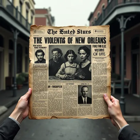 image of an old newspaper, in black and white, that talks about victims of violence in New Orleans in 1918