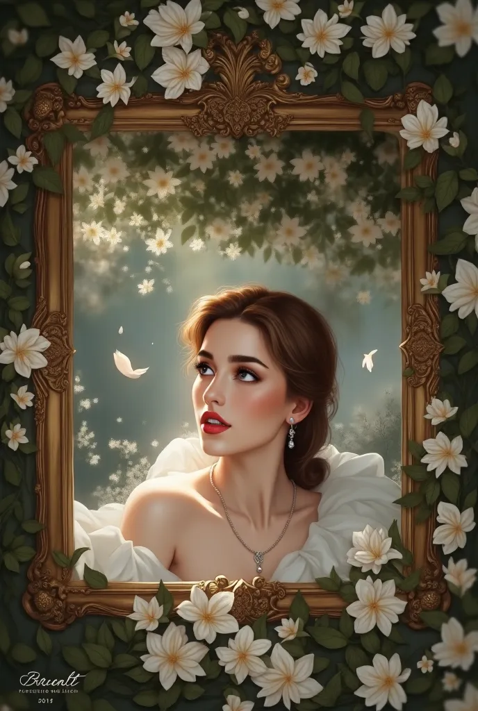 Add a girl with European features to the image