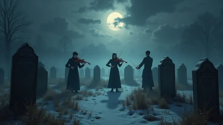 Black Clouds Sonata n9: The silence of a frozen graveyard
The illusion of a string quartet swings against the old graveyard、tomb...