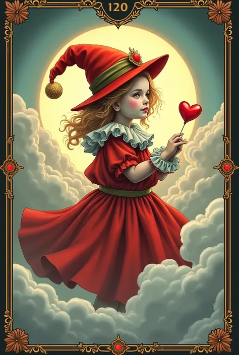 (tarot card with mana: 1.0), frame, Card Game Designs, Square Numerical Points, text in frame. Illustrations、 is depicted by tu...