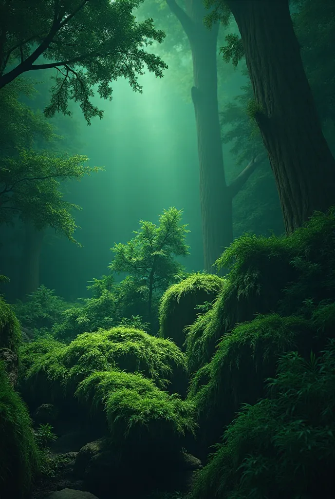 "Let the background be dark green."