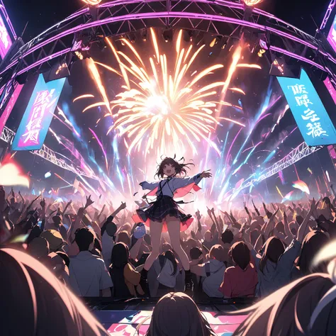 Music Festival、
Stage Explodes Enthusiasm、neon light、Fanatic fans、Music Festivalの最高潮、Cut the climax of the、