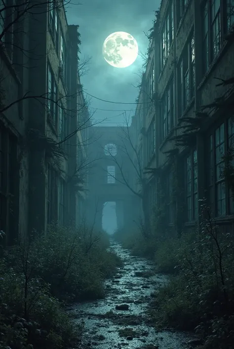 Make a moonlit night in an abandoned hospital , sem humanos