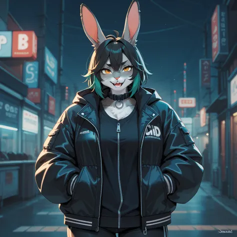 furry female rabbit , never mind , cd album jacket design style