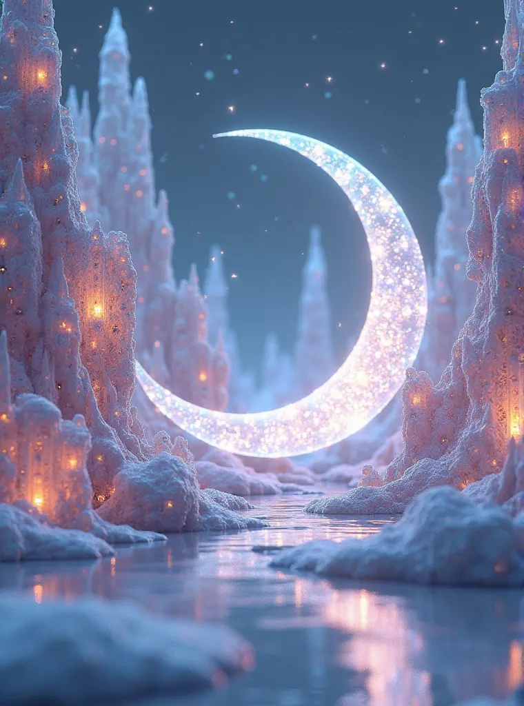3D Images。glitter。Mysterious。Lamellame 。crystal blue crescent
