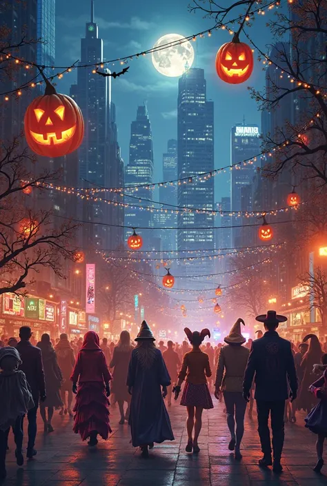 Halloween in a city