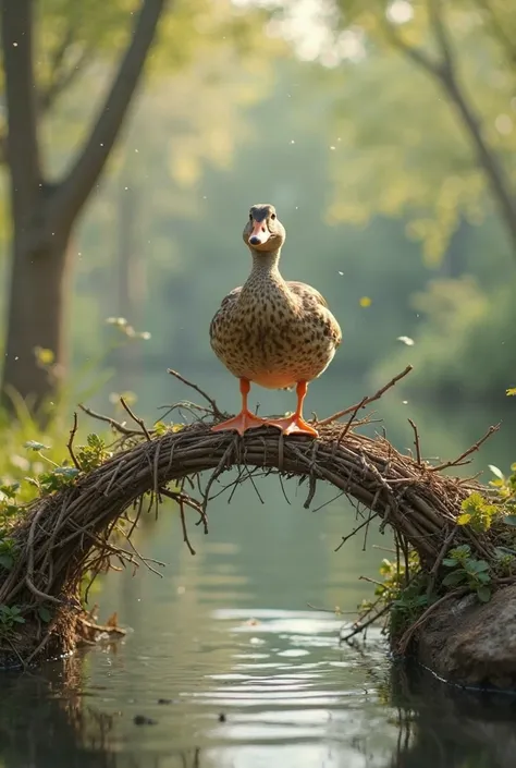 হাঁস নিজের মতো করে বানিয়ে ফেললো নতুন সেতু!