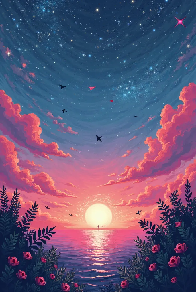 Title:
50 moments to live before college
Suggested visual style:
• Background with colored sky (like sunset or night sky with ...