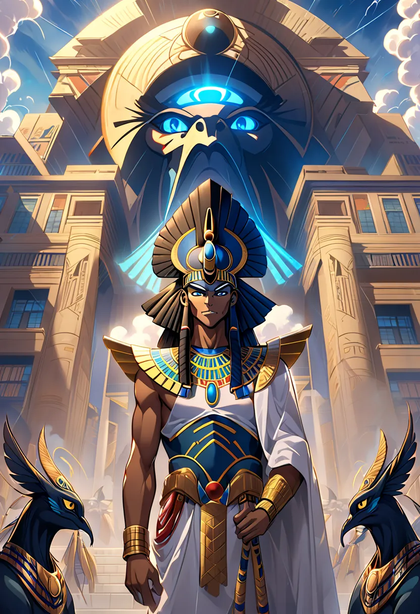 A costumed man stands in front of a building, Ghost Photos, This is Horus, Egyptian God, Horus, the Egyptian God, Portrait of Ho...