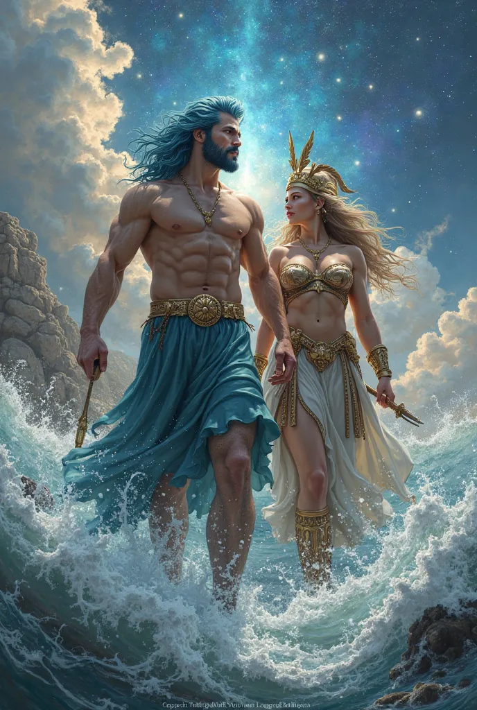 Take me a picture of Neptune and Athena Greek gods