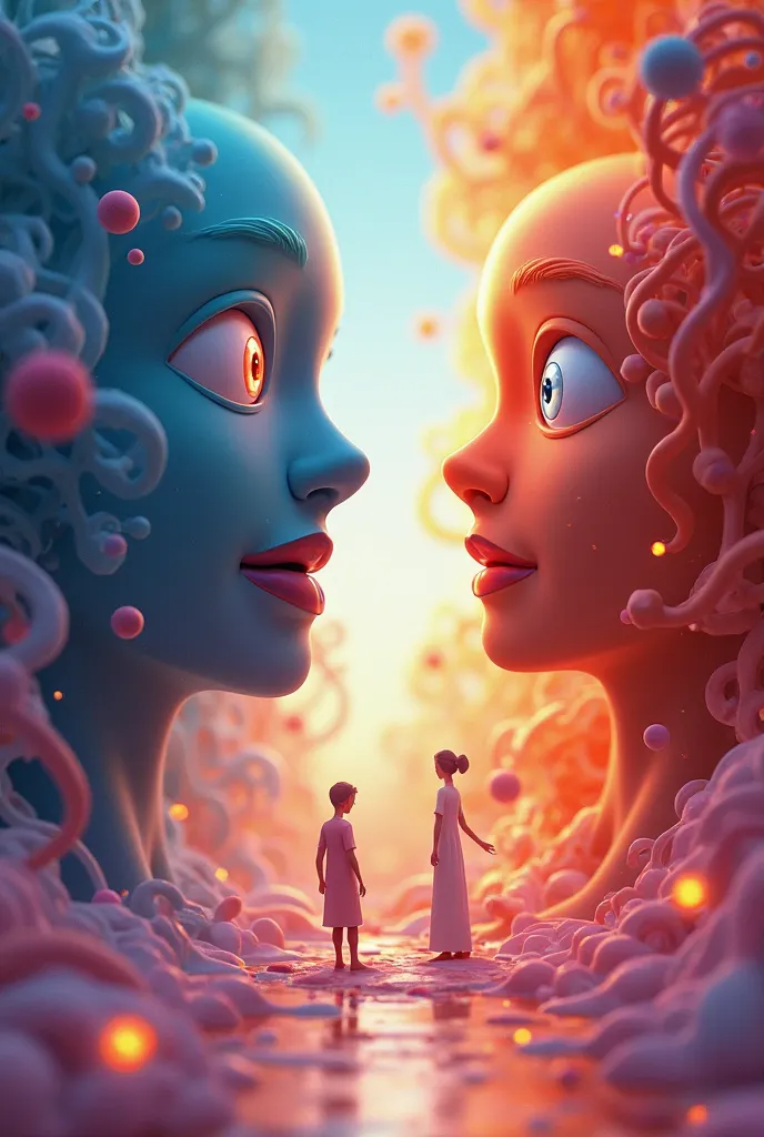 Create an animated video showing the metaphor about emotional intelligence from psychology with short phrases
