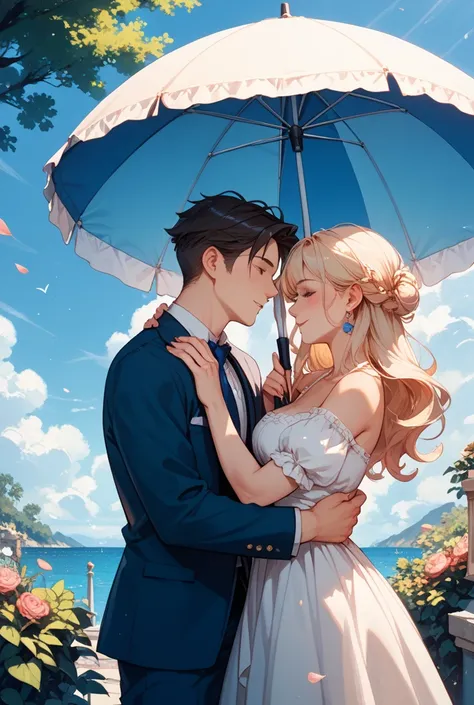Matching umbrellas for a couple