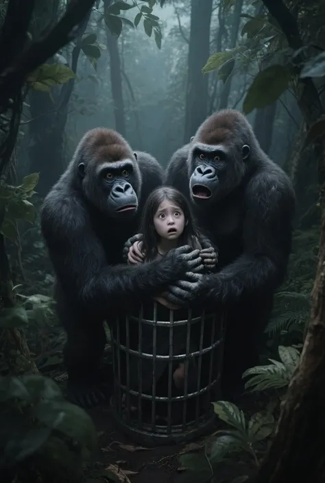 They see their sister being held in cage by to gorilla's