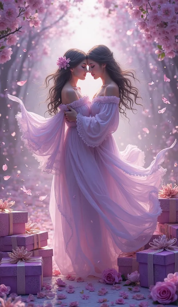 IMAGE OF A WOMAN CARRYING REN IN PURPLE TONES, purple, pink GIFT IMAGES, rose, petalos, flores