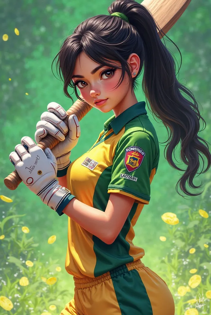 Rara Anzai with cricket bat