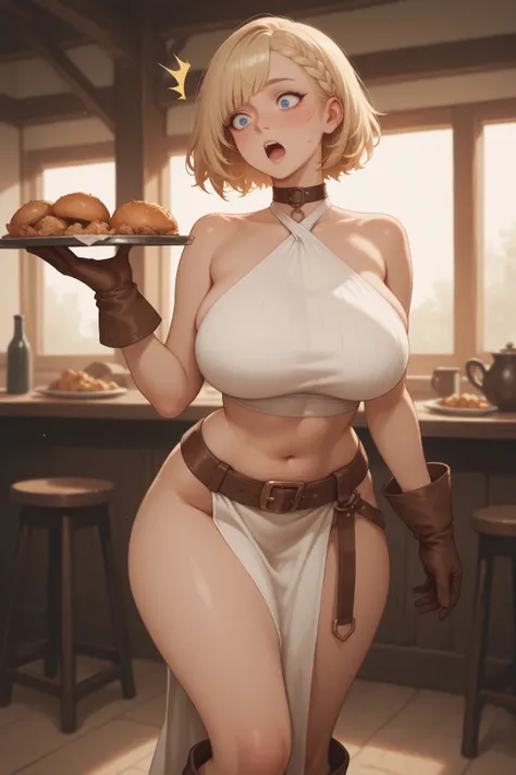 masterpiece,best quality,amazing quality,absurdres,1 mature female, A sweet sorceress, short hair, bangs, messy blonde hair with...