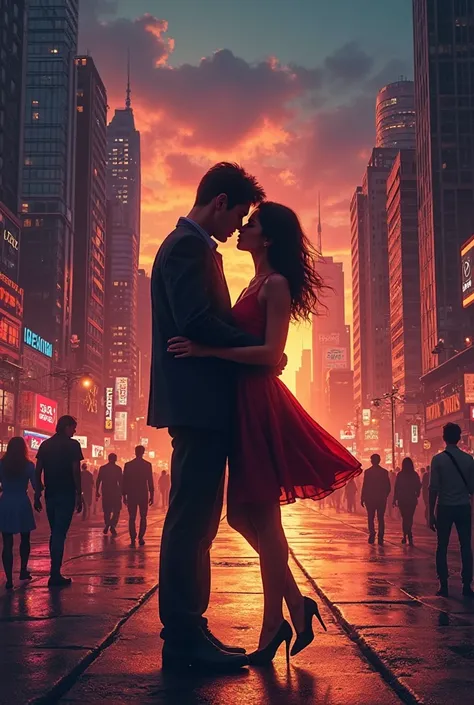Create me a love movie poster in a city called One Night in Kenkistan