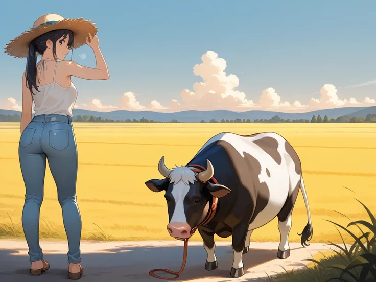 straw hat, jeans, The Cow Keepers