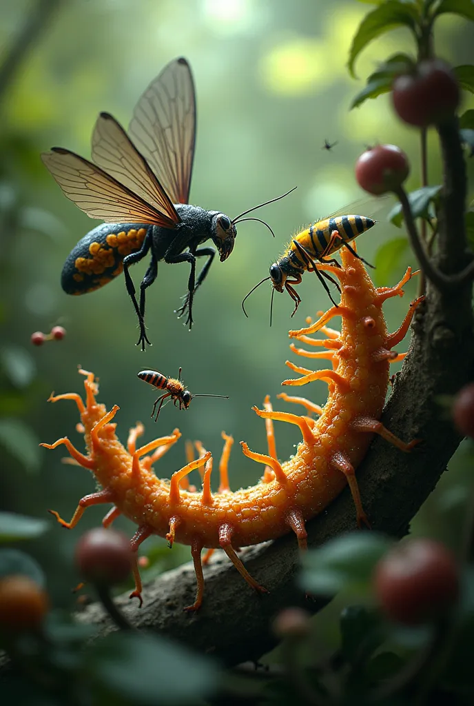 2. Predation and Parasitism
Predators feed on larvae or eggs.
Parasitoids target developing insects.
Alters insect population...