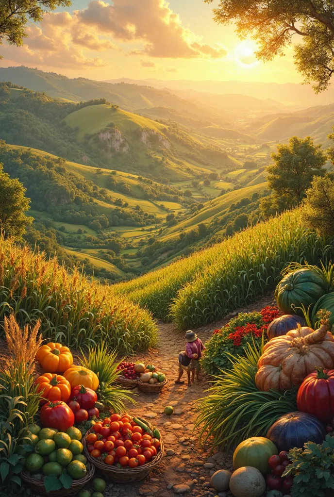 An hour and a harvest of agricultural crops